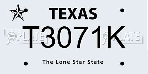 T3071K Texas License Plate