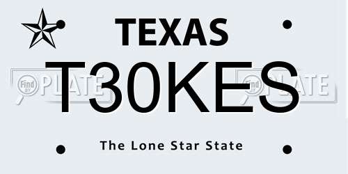 T30KES Texas License Plate
