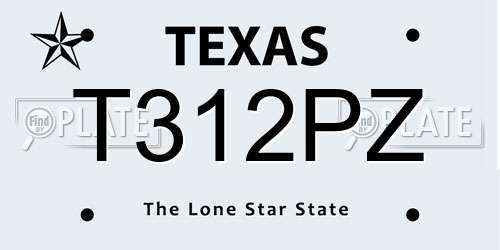 T312PZ Texas License Plate