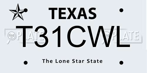 T31CWL Texas License Plate