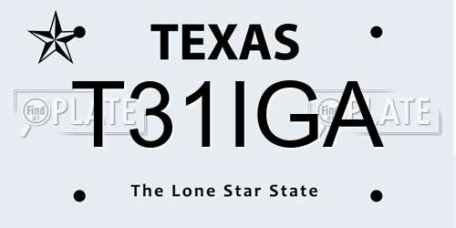 T31IGA Texas License Plate