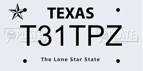 T31TPZ Texas License Plate