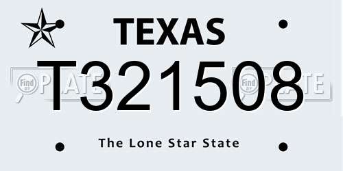 T321508 Texas License Plate