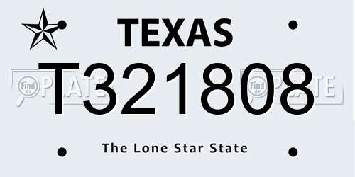 T321808 Texas License Plate