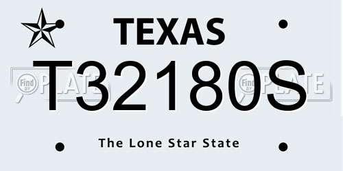 T32180S Texas License Plate