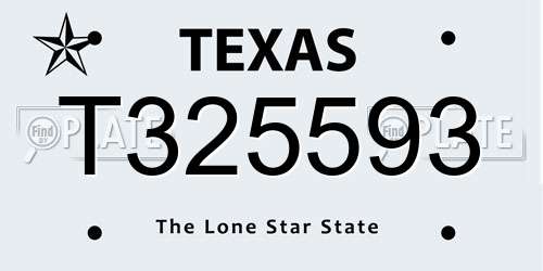 T325593 Texas License Plate