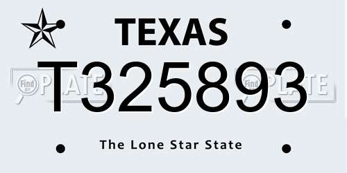 T325893 Texas License Plate