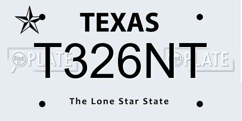 T326NT Texas License Plate