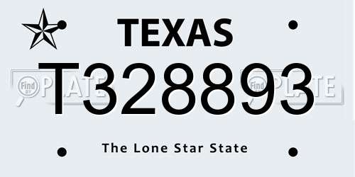 T328893 Texas License Plate