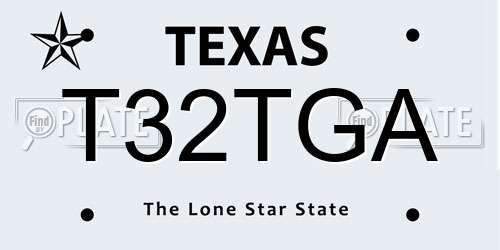 T32TGA Texas License Plate