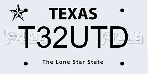 T32UTD Texas License Plate