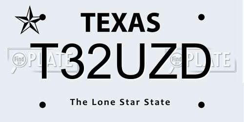 T32UZD Texas License Plate