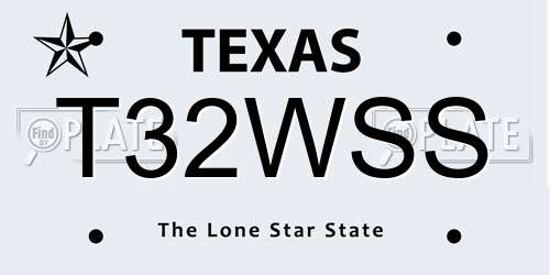 T32WSS Texas License Plate