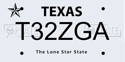 T32ZGA Texas License Plate