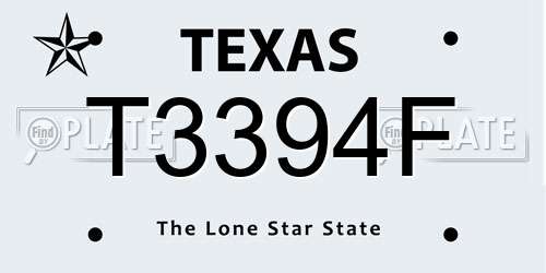 T3394F Texas License Plate