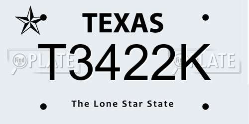 T3422K Texas License Plate