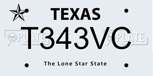 T343VC Texas License Plate