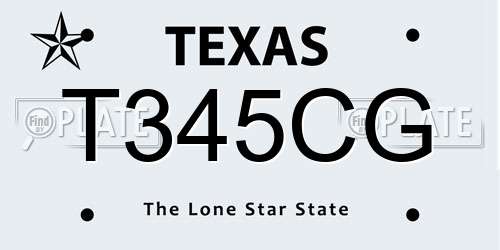 T345CG Texas License Plate