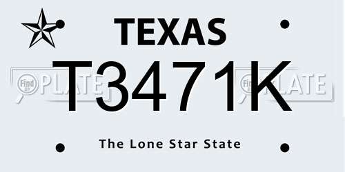 T3471K Texas License Plate
