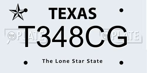 T348CG Texas License Plate