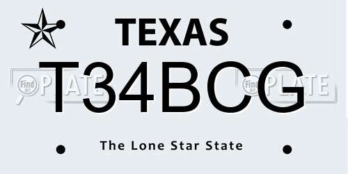 T34BCG Texas License Plate