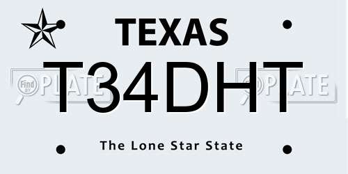 T34DHT Texas License Plate