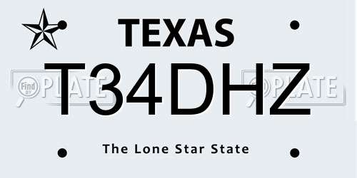 T34DHZ Texas License Plate