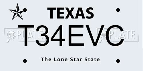 T34EVC Texas License Plate