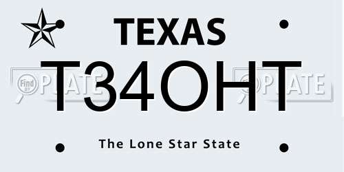 T34OHT Texas License Plate