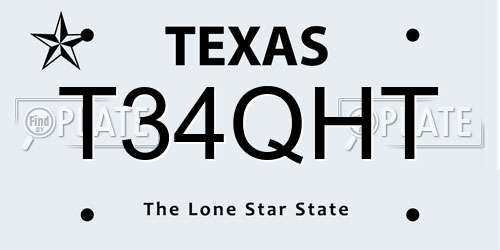 T34QHT Texas License Plate