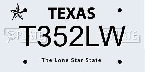 T352LW Texas License Plate