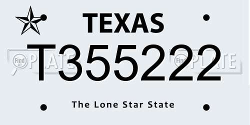 T355222 Texas License Plate