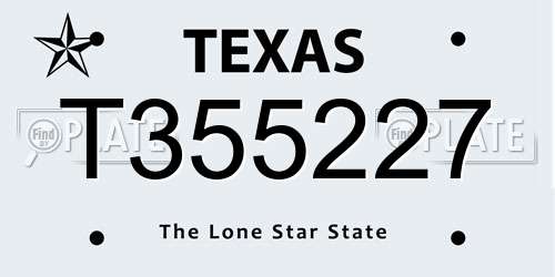 T355227 Texas License Plate