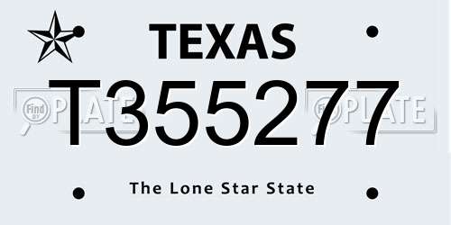 T355277 Texas License Plate