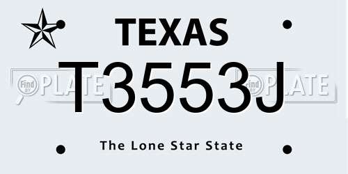 T3553J Texas License Plate