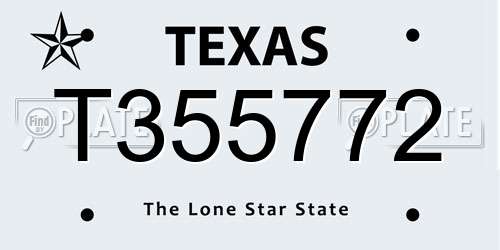 T355772 Texas License Plate