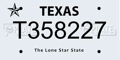 T358227 Texas License Plate