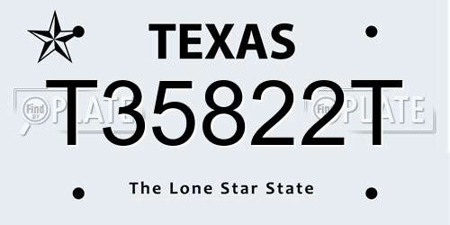 T35822T Texas License Plate
