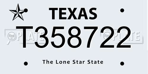 T358722 Texas License Plate