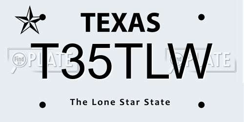 T35TLW Texas License Plate