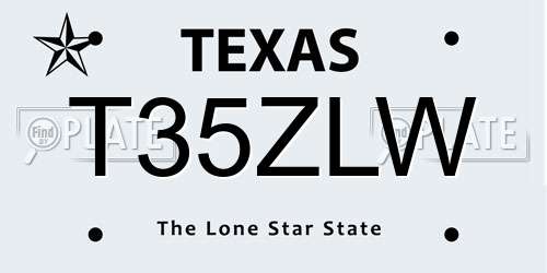 T35ZLW Texas License Plate