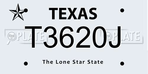 T3620J Texas License Plate