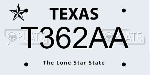 T362AA Texas License Plate