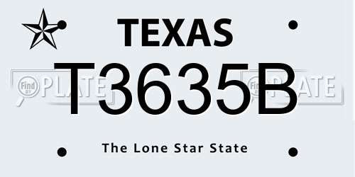 T3635B Texas License Plate