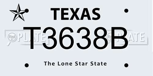 T3638B Texas License Plate