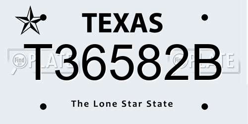 T36582B Texas License Plate