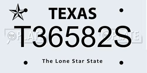T36582S Texas License Plate