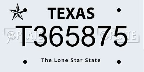 T365875 Texas License Plate