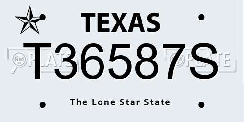 T36587S Texas License Plate