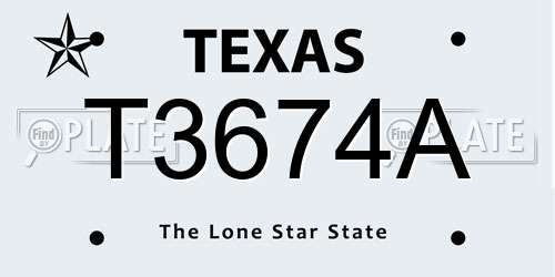 T3674A Texas License Plate